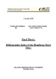 Bibliographic Index of the Honduran Short Story / Nery Alexis Gaitán Guzmán | Biblioteca Virtual Miguel de Cervantes