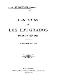 La voz de los emigrados descontentos | Biblioteca Virtual Miguel de Cervantes