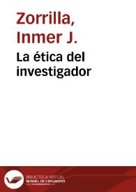 La ética del investigador | Biblioteca Virtual Miguel de Cervantes