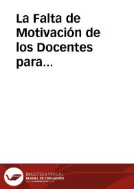 La Falta de Motivación de los Docentes para Certificarse | Biblioteca Virtual Miguel de Cervantes