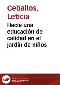 Hacia una educación de calidad en el jardín de niños | Biblioteca Virtual Miguel de Cervantes