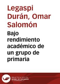 Bajo rendimiento académico de un grupo de primaria | Biblioteca Virtual Miguel de Cervantes