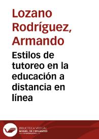 Estilos de tutoreo en la educación a distancia en línea | Biblioteca Virtual Miguel de Cervantes