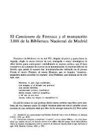 El "Cancionero" de Fonseca y el manuscrito 3.888 de la Biblioteca Nacional de Madrid / Begoña López Bueno | Biblioteca Virtual Miguel de Cervantes