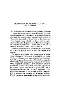 Declaración de Ciudad a la Villa de Algemesí / El Marqués de Rafal | Biblioteca Virtual Miguel de Cervantes