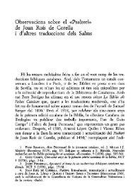 Observacions sobre el "Psalteri" de Joan Roís de Corella i d'altres traduccions de salms / Curt Wittlin | Biblioteca Virtual Miguel de Cervantes
