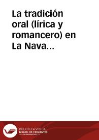 La tradición oral (lírica y romancero) en La Nava (Huelva) / Perez Castellano, Antonio José | Biblioteca Virtual Miguel de Cervantes