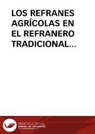 LOS REFRANES AGRÍCOLAS EN EL REFRANERO TRADICIONAL MARAGATO / Botas San MartÍn, Isabel. | Biblioteca Virtual Miguel de Cervantes