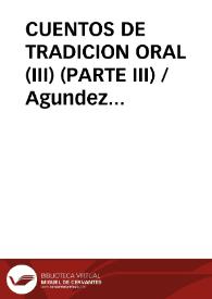 CUENTOS DE TRADICION ORAL (III) (PARTE III) / Agundez Garcia, José Luis | Biblioteca Virtual Miguel de Cervantes