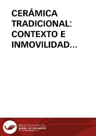 CERÁMICA TRADICIONAL: CONTEXTO E INMOVILIDAD TIPOLOGICA / Anta Felez, José Luis | Biblioteca Virtual Miguel de Cervantes