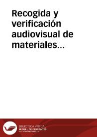 Recogida y verificación audiovisual de materiales etnográficos / Llop i Bayo, Françesc | Biblioteca Virtual Miguel de Cervantes