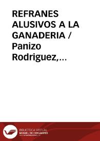 REFRANES ALUSIVOS A LA GANADERIA / Panizo Rodriguez, Juliana | Biblioteca Virtual Miguel de Cervantes