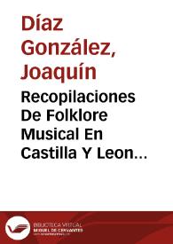 Recopilaciones De Folklore Musical En Castilla Y Leon (1862-1939) | Biblioteca Virtual Miguel de Cervantes