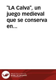 "LA Calva", un juego medieval que se conserva en Galisteo / Gutierrez Macias, Valeriano | Biblioteca Virtual Miguel de Cervantes