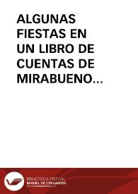 ALGUNAS FIESTAS EN UN LIBRO DE CUENTAS DE MIRABUENO (GUADALAJARA) / Lopez De Los Mozos, José Ramón | Biblioteca Virtual Miguel de Cervantes