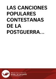LAS CANCIONES POPULARES CONTESTANAS DE LA POSTGUERRA (1940-1950) / Pico Pascual, Miguel Angel | Biblioteca Virtual Miguel de Cervantes