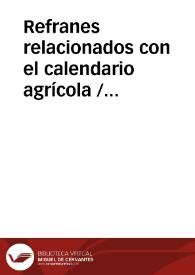 Refranes relacionados con el calendario agrícola / Panizo Rodriguez, Juliana | Biblioteca Virtual Miguel de Cervantes