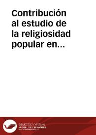 Contribución al estudio de la religiosidad popular en Tierra de Campos / Panizo Rodriguez, Juliana | Biblioteca Virtual Miguel de Cervantes