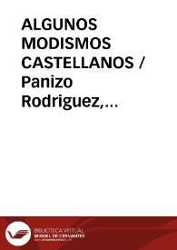 ALGUNOS MODISMOS CASTELLANOS / Panizo Rodriguez, Juliana | Biblioteca Virtual Miguel de Cervantes