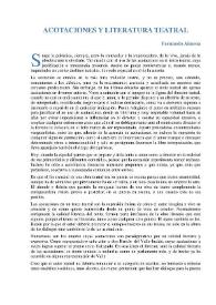 Acotaciones y literatura teatral / Fernando Almena | Biblioteca Virtual Miguel de Cervantes