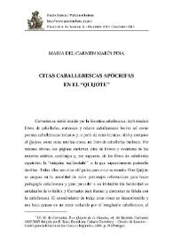 Citas caballerescas apócrifas en el "Quijote" / María del Carmen Marín Pina | Biblioteca Virtual Miguel de Cervantes