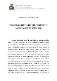 Itinerarios textuales del "Quijote" en América (siglos XVII a XIX) / Eva María Valero Juan | Biblioteca Virtual Miguel de Cervantes