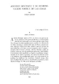Antonio Machado y su interpretación poética de las cosas / Julián Marías | Biblioteca Virtual Miguel de Cervantes