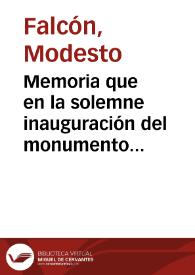 Memoria que en la solemne inauguración del monumento de Fr. Luis de León verificada el día 25 de abril de 1869 | Biblioteca Virtual Miguel de Cervantes