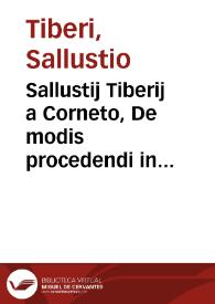 Sallustij Tiberij a Corneto, De modis procedendi in causis, quae coram auditore Camerae aguntur | Biblioteca Virtual Miguel de Cervantes