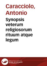 Synopsis veterum religiosorum rituum atque legum | Biblioteca Virtual Miguel de Cervantes