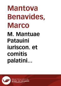 M. Mantuae Patauini iuriscon. et comitis palatini Epitoma siue commentariolus, in omnes ferè leges [et] capita .fforum, Decretalium [et] Sexti, de Regu. Iur. | Biblioteca Virtual Miguel de Cervantes