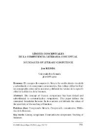 Límites conceptuales de la competencia literaria conceptual / José Rienda | Biblioteca Virtual Miguel de Cervantes