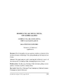 Domingo Villar : Novela negra con sabor gallego / Javier Sánchez Zapatero | Biblioteca Virtual Miguel de Cervantes
