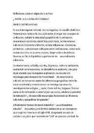 ¿Existe la cultura occidental? / Mario Castro Arenas | Biblioteca Virtual Miguel de Cervantes