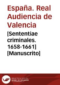 [Sententiae criminales. 1658-1661] [Manuscrito] | Biblioteca Virtual Miguel de Cervantes