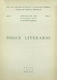 Archivos de Literatura Contemporánea. Índice Literario. Año IV, núm. I, enero 1935 | Biblioteca Virtual Miguel de Cervantes