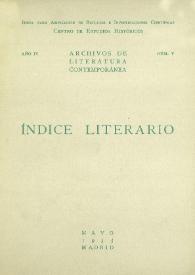 Archivos de Literatura Contemporánea. Índice Literario. Año IV, núm. V, mayo 1935 | Biblioteca Virtual Miguel de Cervantes