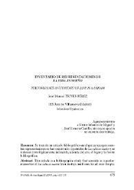 Inventario de representaciones de "La vida es sueño" = Performance inventory of "Life is a dream" / José Manuel Trives Pérez | Biblioteca Virtual Miguel de Cervantes
