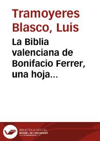 La Biblia valenciana de Bonifacio Ferrer, una hoja incunable del Apocalipsis | Biblioteca Virtual Miguel de Cervantes