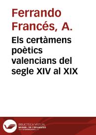 Els certàmens poètics valencians del segle XIV al XIX | Biblioteca Virtual Miguel de Cervantes