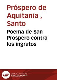 Poema de San Prospero contra los ingratos | Biblioteca Virtual Miguel de Cervantes