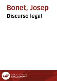 Discurso legal | Biblioteca Virtual Miguel de Cervantes