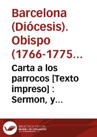 Carta a los parrocos : Sermon, y edicto sobre el establecimiento de diez escuelas | Biblioteca Virtual Miguel de Cervantes