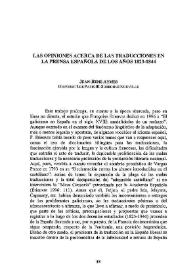 Las opiniones acerca de las traducciones en la prensa española de los años 1823-1844 / Jean-René Aymes | Biblioteca Virtual Miguel de Cervantes