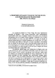A propósito de "Marie Tudor" de Victor Hugo: los problemas de traducción del texto teatral / Georges Zaragoza | Biblioteca Virtual Miguel de Cervantes