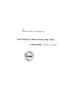 Flor del Carmelo: poema dramático en cuatro jornadas, verso y prosa / de Jesús Balmori | Biblioteca Virtual Miguel de Cervantes