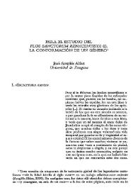 Para el estudio del "Flos Sanctorum Renacentista (I)" : la conformación de un género / José Aragüés Aldaz | Biblioteca Virtual Miguel de Cervantes