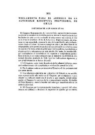 Reglamento para el arreglo de la autoridad ejecutiva provisoria de Chile, 1811 | Biblioteca Virtual Miguel de Cervantes