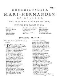 Comedia famosa. Mari-Hernandez la Gallega / del maestro Tirso de Molina | Biblioteca Virtual Miguel de Cervantes