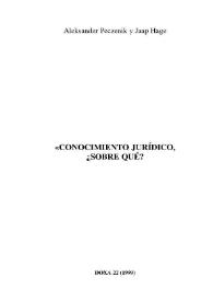 Conocimiento jurídico, ¿sobre qué? / Aleksander Peczenik y Jaap Hage; trad. de Ángeles Ródenas | Biblioteca Virtual Miguel de Cervantes
